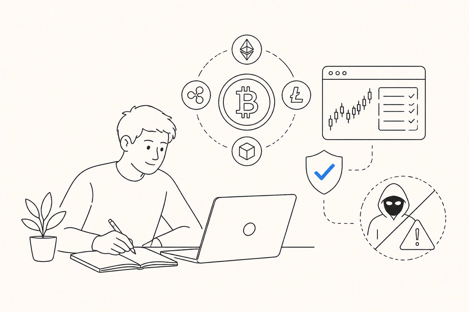 Professional header image for educational tutorial: دليلك الشامل للاستثمار في العملات الرقمية (الكريبتو)